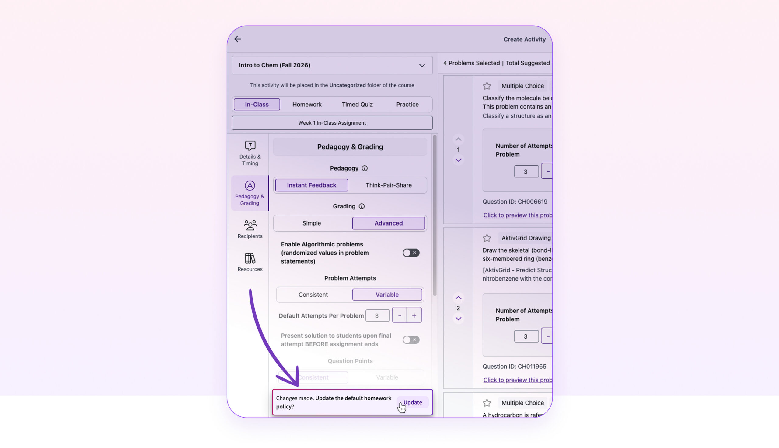 Screen shows an arrow pointing to the lower left where you set your defaults